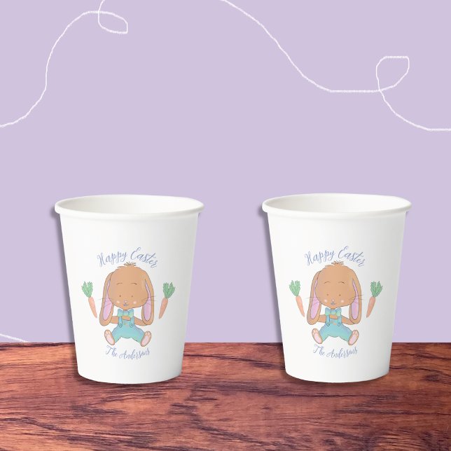 Gobelets En Papier Petit Bunny Brown Aquarelle Coupe de papier de Pâq (Cute Easter bunny paper cups .)