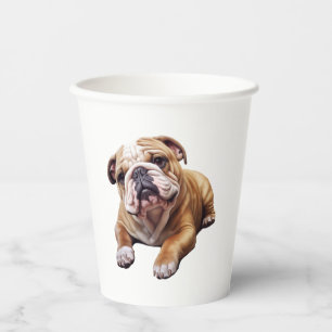 Gobelets En Papier Petit chien de taureau anglais mou - Chiot de chie