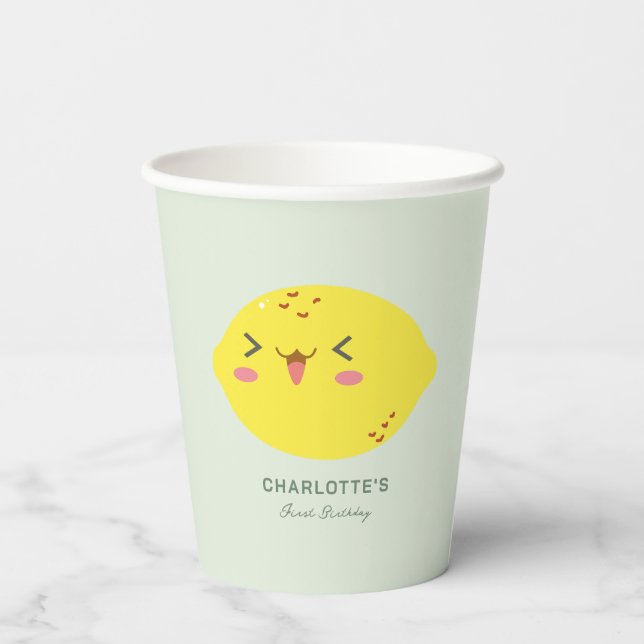 Gobelets En Papier Petit Citron Citrus Cutie Premier anniversaire (Verso)