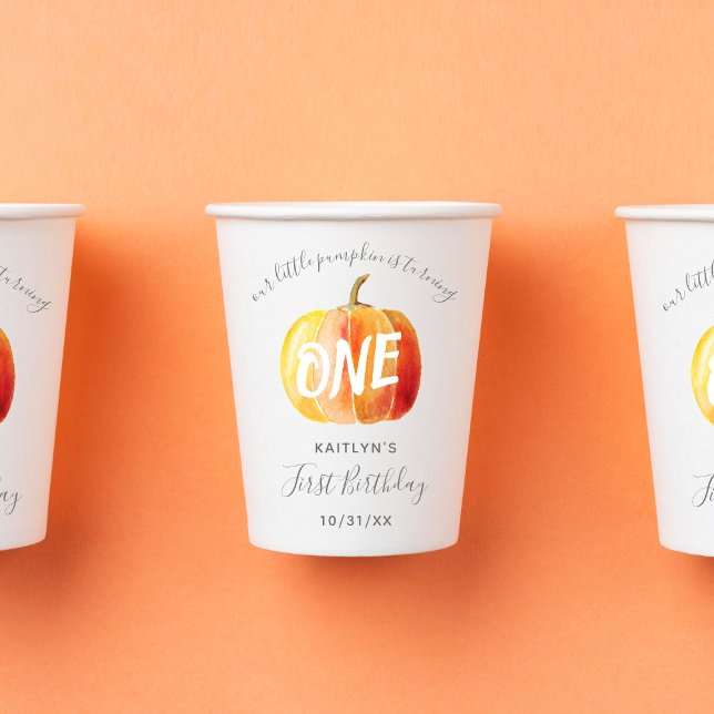 Gobelets En Papier Petit Citrouille 1er anniversaire (Créateur téléchargé)