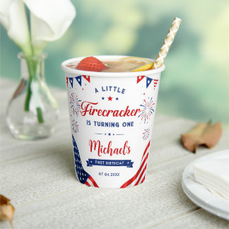 Gobelets En Papier Petit feu d'artifice 4 juillet 1er anniversaire