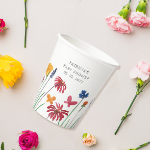 Gobelets En Papier Petit Fleur sauvage Joli bébé Baby shower fille