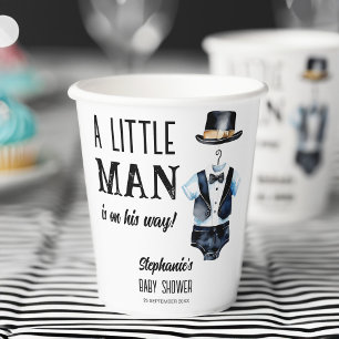 Gobelets En Papier Petit homme baby shower noir tuxedo monogrammed