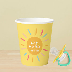 Gobelets En Papier Petit miracle jaune qui arrive bientôt, Baby showe