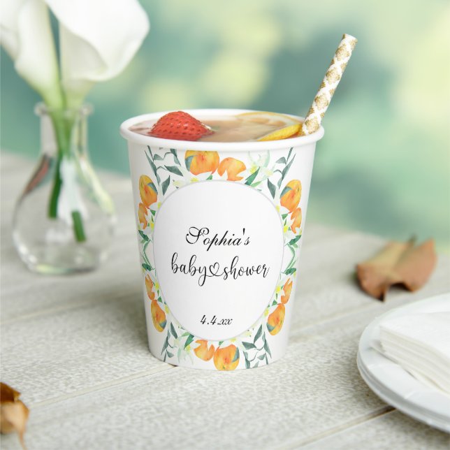Gobelets En Papier Petite baby shower orange (Insitu)