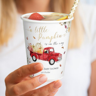 Gobelets En Papier Petite Citrouille Défilé Camion Vintage Rouge Baby