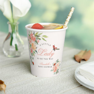 Gobelets En Papier Petite Dame Coccinelle Roses Fille Baby Shower
