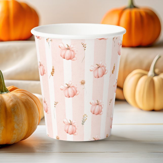 Gobelets En Papier Petite Fête de Bébé Fleurs d'Automne Citrouille (Créateur téléchargé)