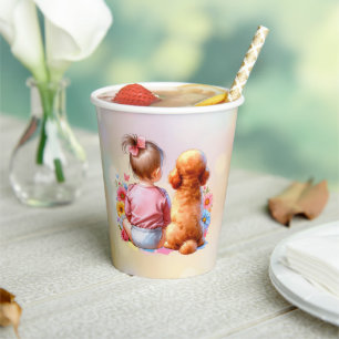 Gobelets En Papier Petite fille et canicule d'abricot
