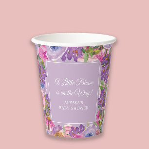 Gobelets En Papier Petite Fleur Rose Violet Baby Shower Fille