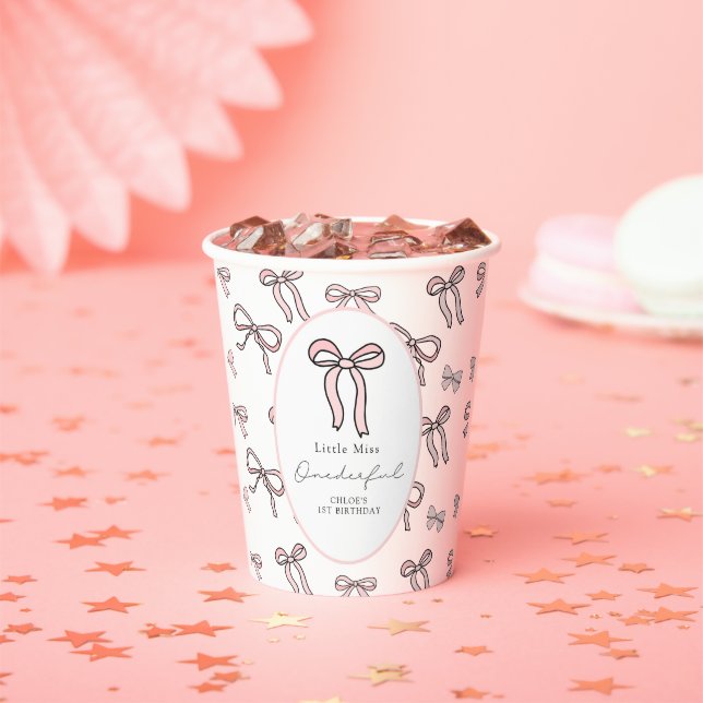 Gobelets En Papier Petite Miss Onederful Doodle Bow (Insitu)