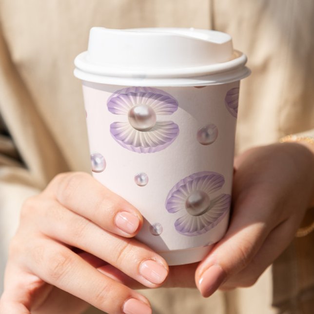 Gobelets En Papier Petite perle Aquarelle pourpre Coquillage bébé Sho (Créateur téléchargé)