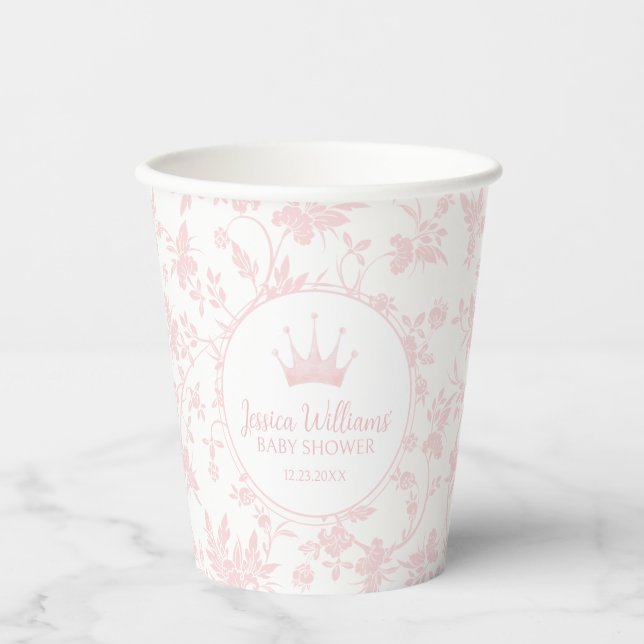 Gobelets En Papier Petite princesse rose petite fille douches tasses  (Recto)