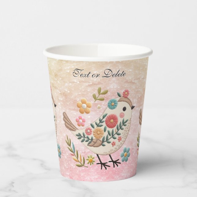 Gobelets En Papier Petites Feuilles Fleurs d'oiseaux Coupes en papier (Gauche)