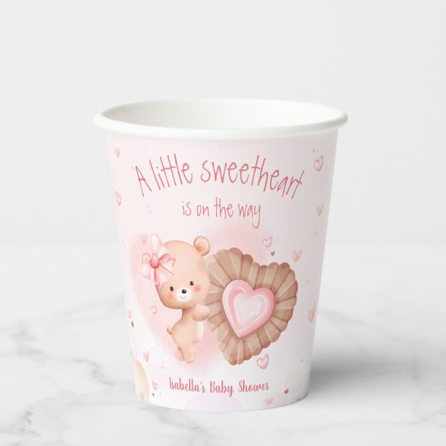 Gobelets En Papier Petites tasses de papier Baby shower rose (Recto)