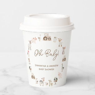 Gobelets En Papier Petits animaux de ferme minimes Baby shower de la
