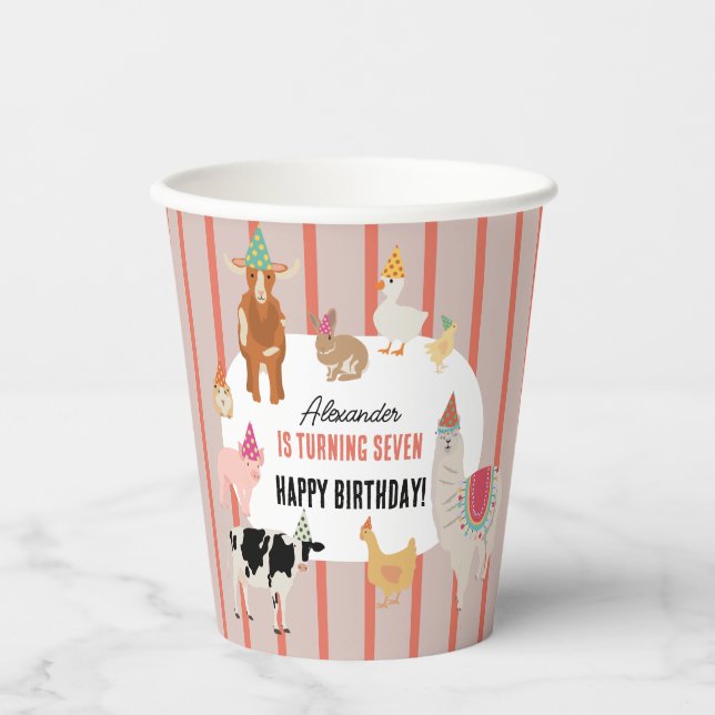 Gobelets En Papier Petting Zoo Party Animals Barnyard Birthday Theme (Recto)