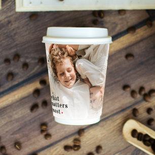 Gobelets En Papier Photo Collage Moderne Ce Qui Compte Le Plus Cadeau