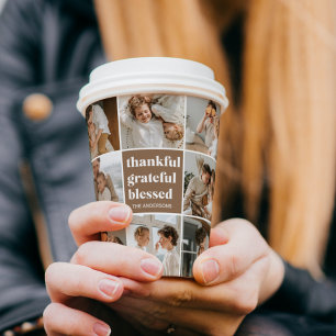 Gobelets En Papier Photo de la famille Collage Remerciements bénis