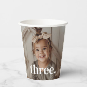 Gobelets En Papier Photo du 3e anniversaire - trois