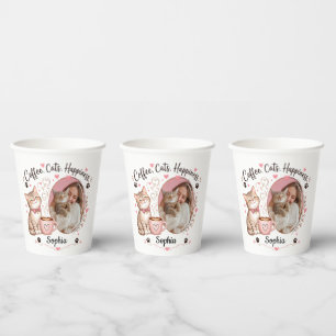 Gobelets En Papier Photo et nom personnalisés pour amateur de chats