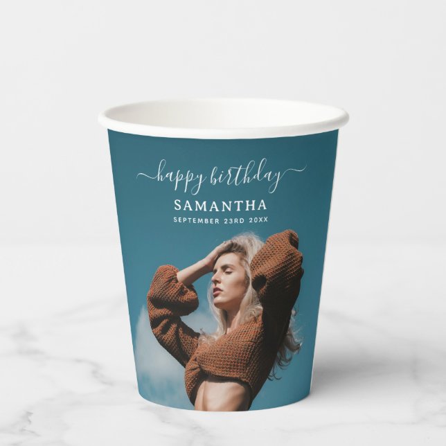 Gobelets En Papier Photo personnalisée 2 Photos Selfie fête d'anniver (Verso)