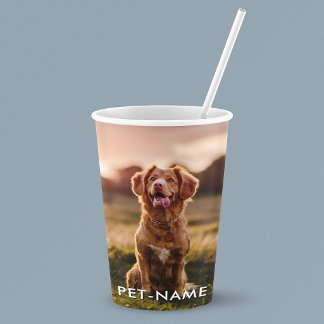 Gobelets En Papier Photo personnalisée avec le nom de votre chien