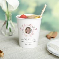 Photo personnalisée Première communion rose floral