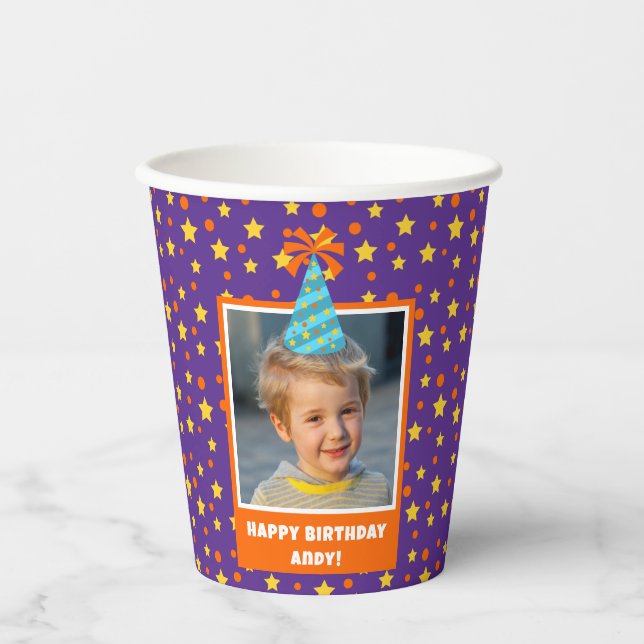 Gobelets En Papier Photo pour enfant personnalisée Joyeux anniversair (Recto)