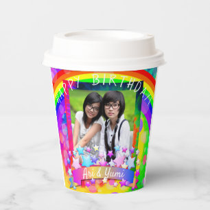 Gobelets En Papier Photo psychédélique Coupes de papier d'anniversair