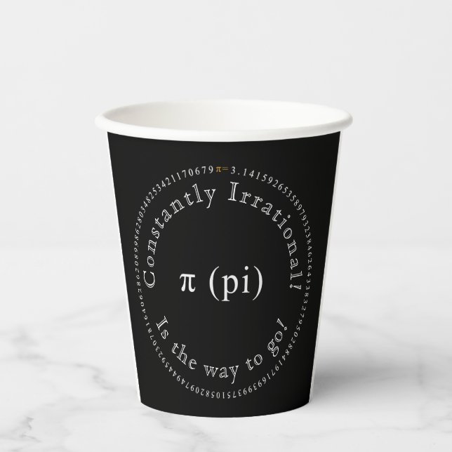 Gobelets En Papier Pi, L'Irrationnel Mathématique Constant Drôle (Recto)