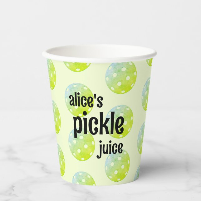 Gobelets En Papier Pickleball Party Pickleice Jus personnalisé vert (Recto)