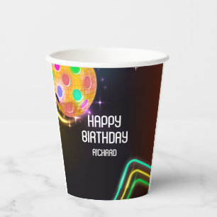Gobelets En Papier Pickleball Sports Neon Thème Disco ball Party