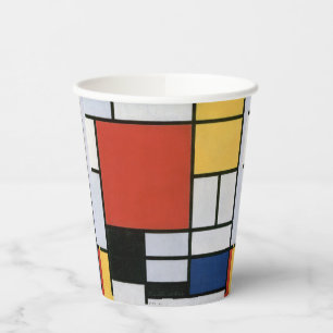 Gobelets En Papier Piet Mondrian Rouge Bleu Jaune Art Abstrait
