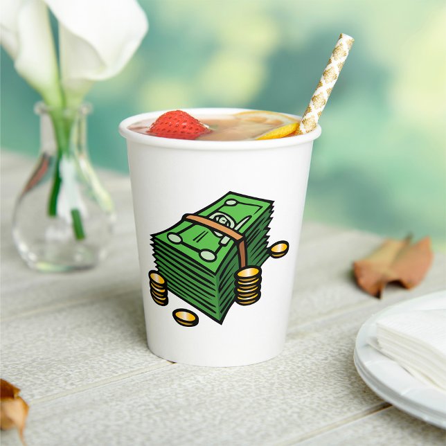 Gobelets En Papier Pile d'argent avec pièces d'argent (Créateur téléchargé)