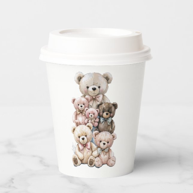 Gobelets En Papier Pile d'ours en peluche Pastel (Recto)