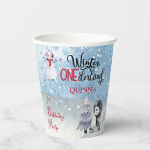 Gobelets En Papier Pingouin Snowman Winter ONEderland 1er anniversa
