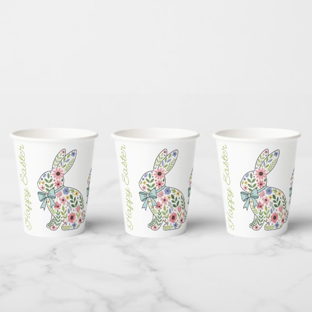 Gobelets En Papier Pink and Blue Wildflower Easter Rabbits (Multi)