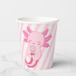 Gobelets En Papier Pink Axolotl Boba Tea Anniversaire de enfant Party