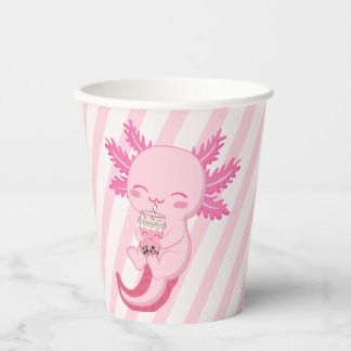 Gobelets En Papier Pink Axolotl Boba Tea Anniversaire de enfant Party