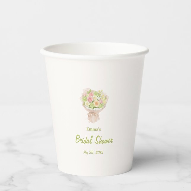 Gobelets En Papier pink bouquet Bridal Shower (Recto)