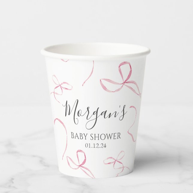 Gobelets En Papier Pink bow Papier serviettes, décors de thème arc (Recto)