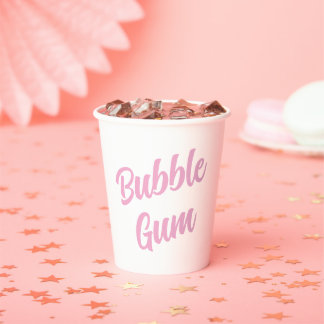 Gobelets En Papier Pink Bubble Gum Simple Typography Birthday Party