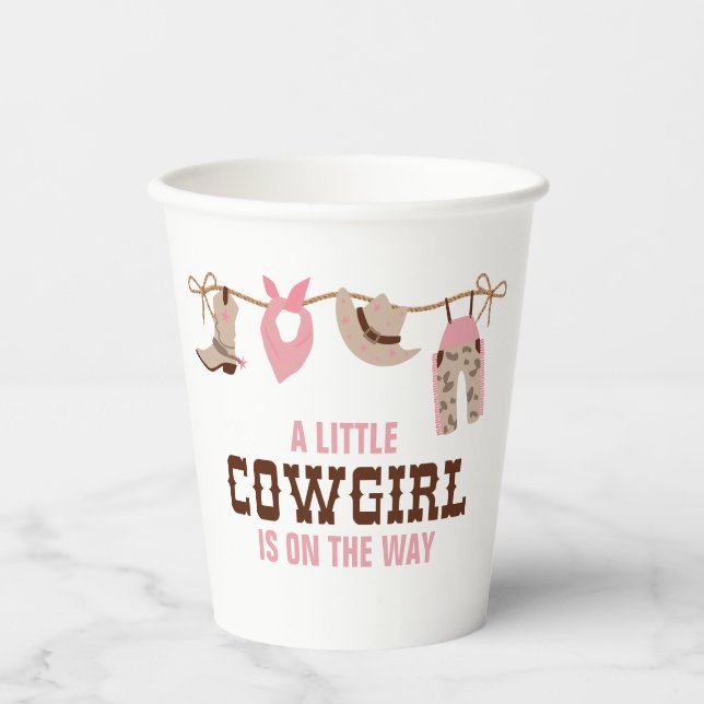 Gobelets En Papier Pink Cowgirl Baby shower occidental (Recto)