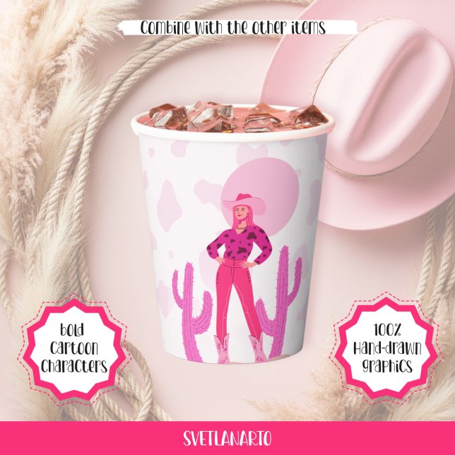 Gobelets En Papier Pink Cowgirl Country Coquette Western Paper cup (Frontal view)