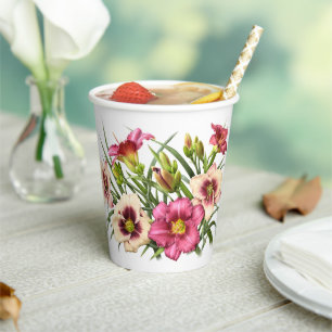 Gobelets En Papier Pink Daylilies Floral Botanal Art