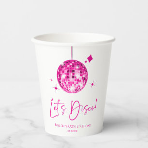 Gobelets En Papier Pink Disco Ball Let's Disco Anniversaire