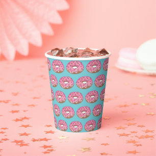 Gobelets En Papier Pink Donut Doughnut Anniversaire Fête Petit déjeun