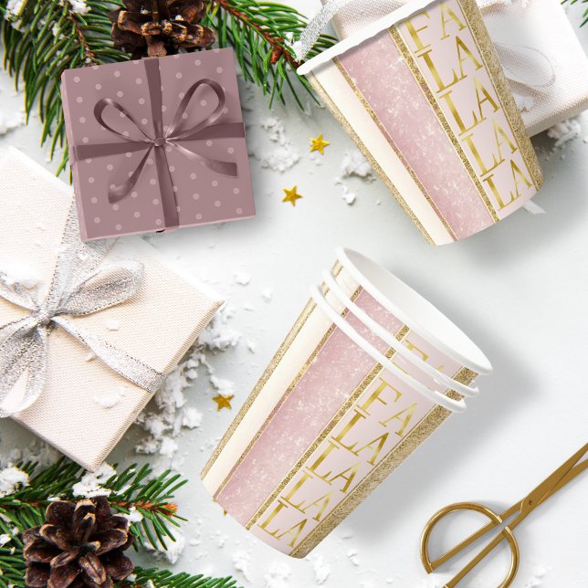 Gobelets En Papier Pink Gold Fa Noël La La Motif#27 ID1009 (Créateur téléchargé)