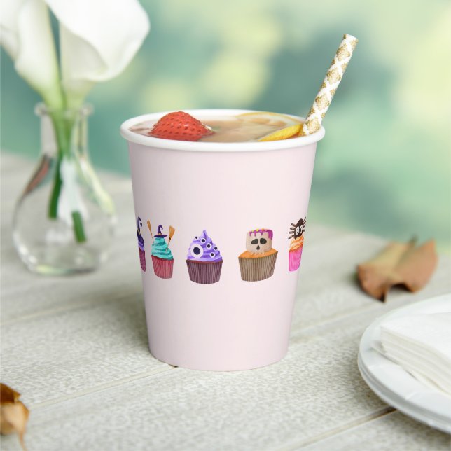 Gobelets En Papier Pink Halloween Paper Cups Size: 8oz , Lid: None (Insitu)
